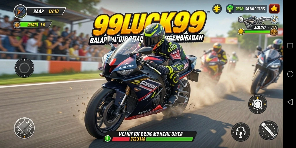 Gameplay balap motor yang seru dan dinamis.