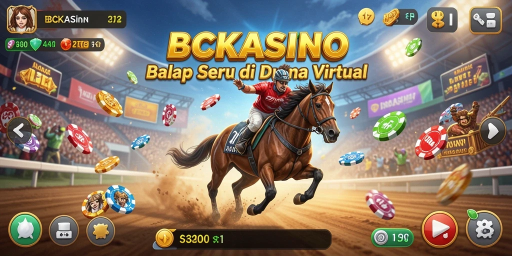 Screenshot dari permainan BCKASINO menunjukkan balapan yang mendebarkan.