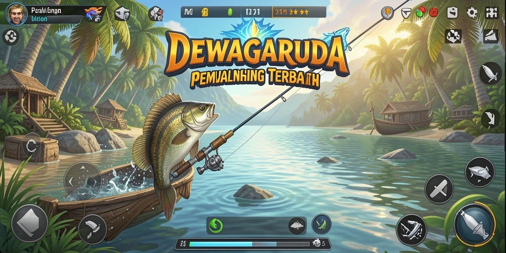 Tampilan gameplay DEWAGARUDA yang menyenangkan saat memancing.