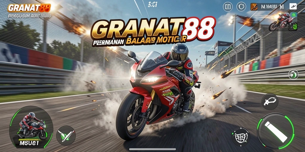 Tampilan gameplay GRANAT88 yang menegangkan saat balapan.