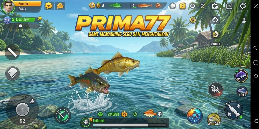 Screenshot dari gameplay <strong>PRIMA77</strong> menampilkan aksi memancing yang mendebarkan.