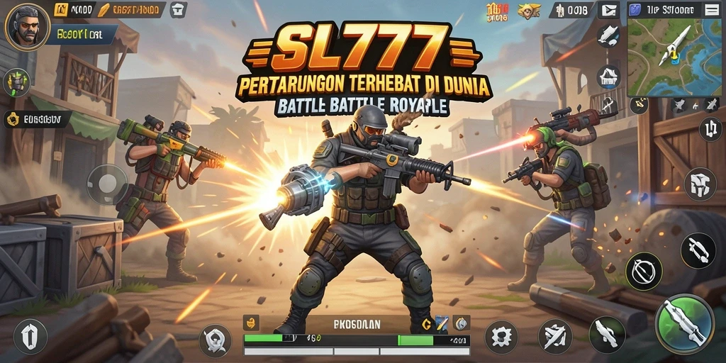 Tampilan layar gameplay SL777 saat pertarungan seru Battle Royale.