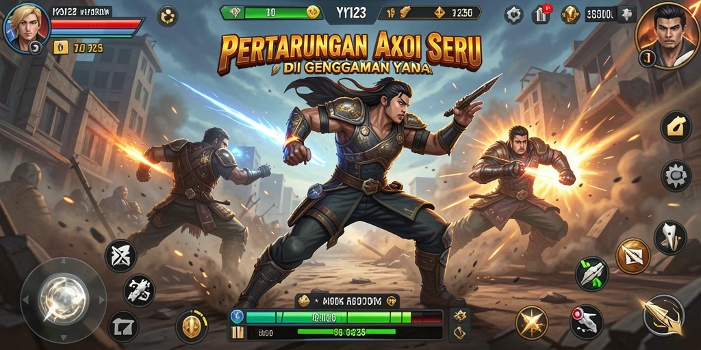 Screenshot gameplay YY123 menampilkan aksi pertarungan yang mendebarkan.
